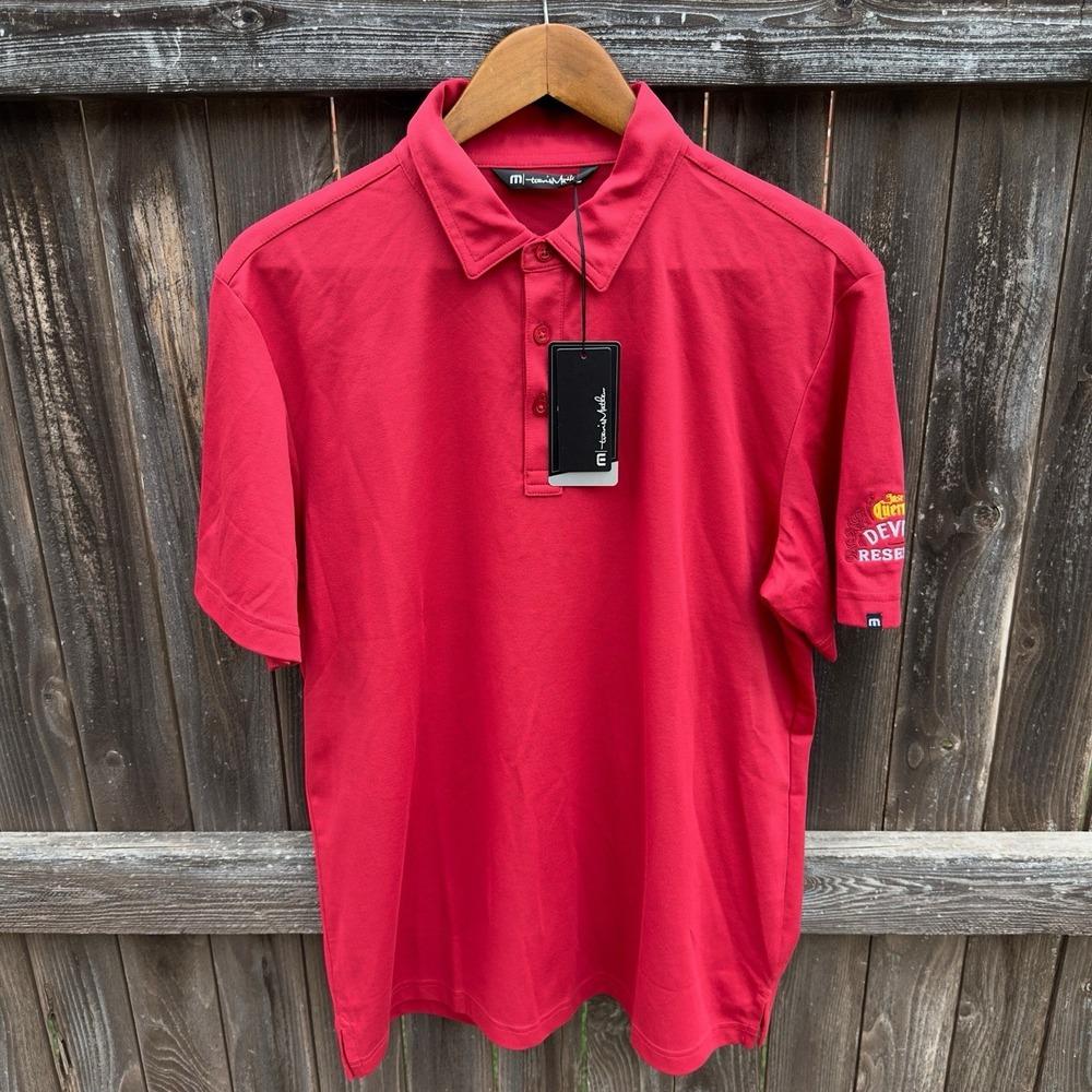 NEW Travis Mathew Polo Shirt Men's Size Large Red Performance Golf Outdoor *logo
